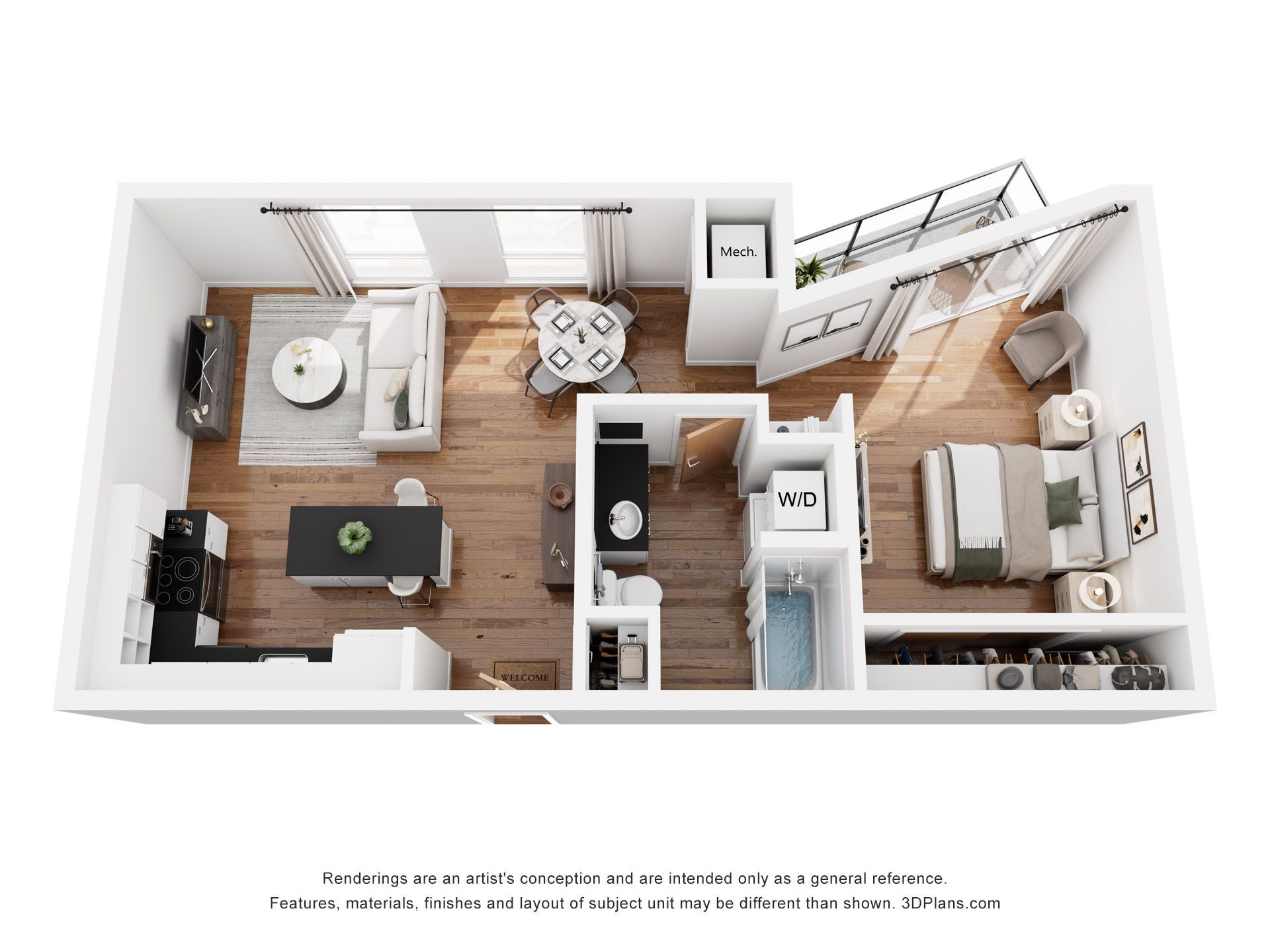 The Ted floor plan, 1 bedroom, 777 square feet