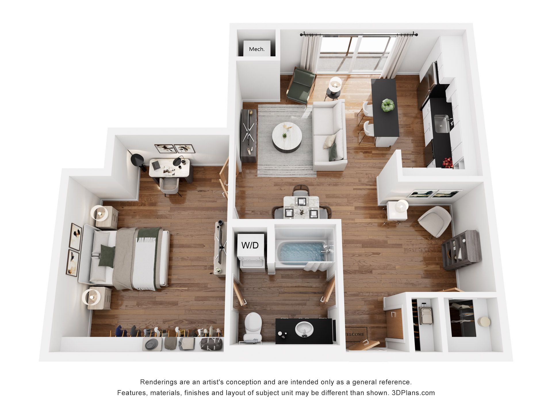 The Nolan floor plan, 1 bedroom, 777 square feet