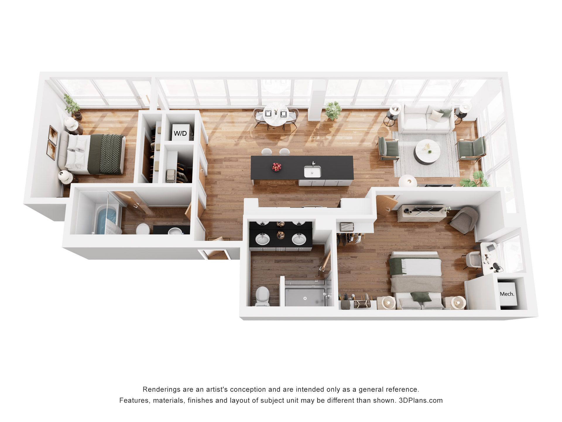 The Ken floor plan, 2 bedroom, 1,049 square feet