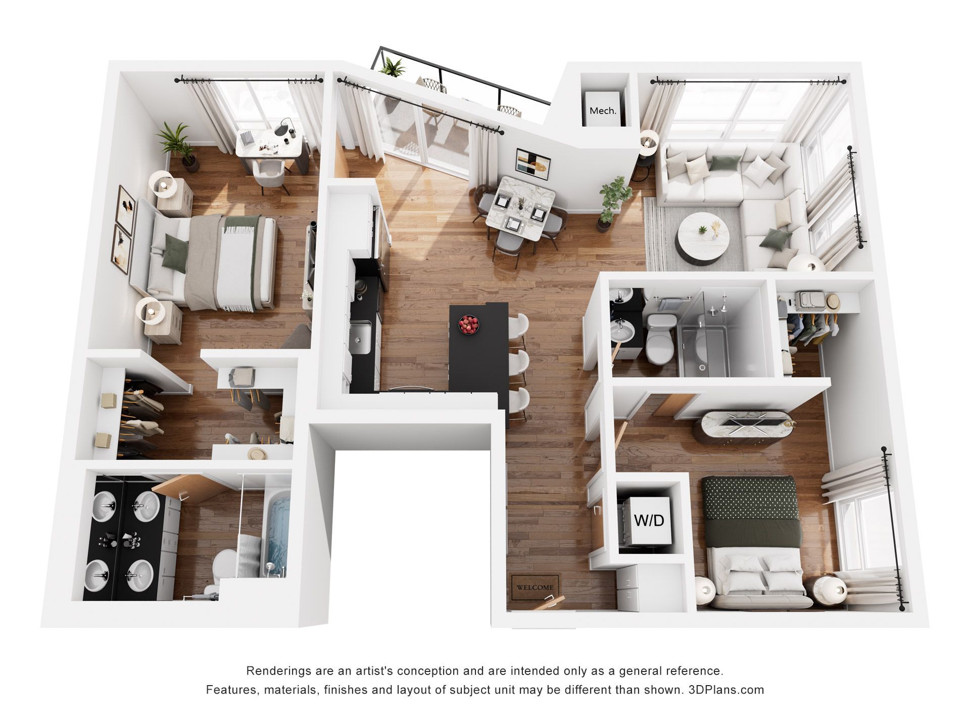 The Ken floor plan, 2 bedroom, 1,049 square feet