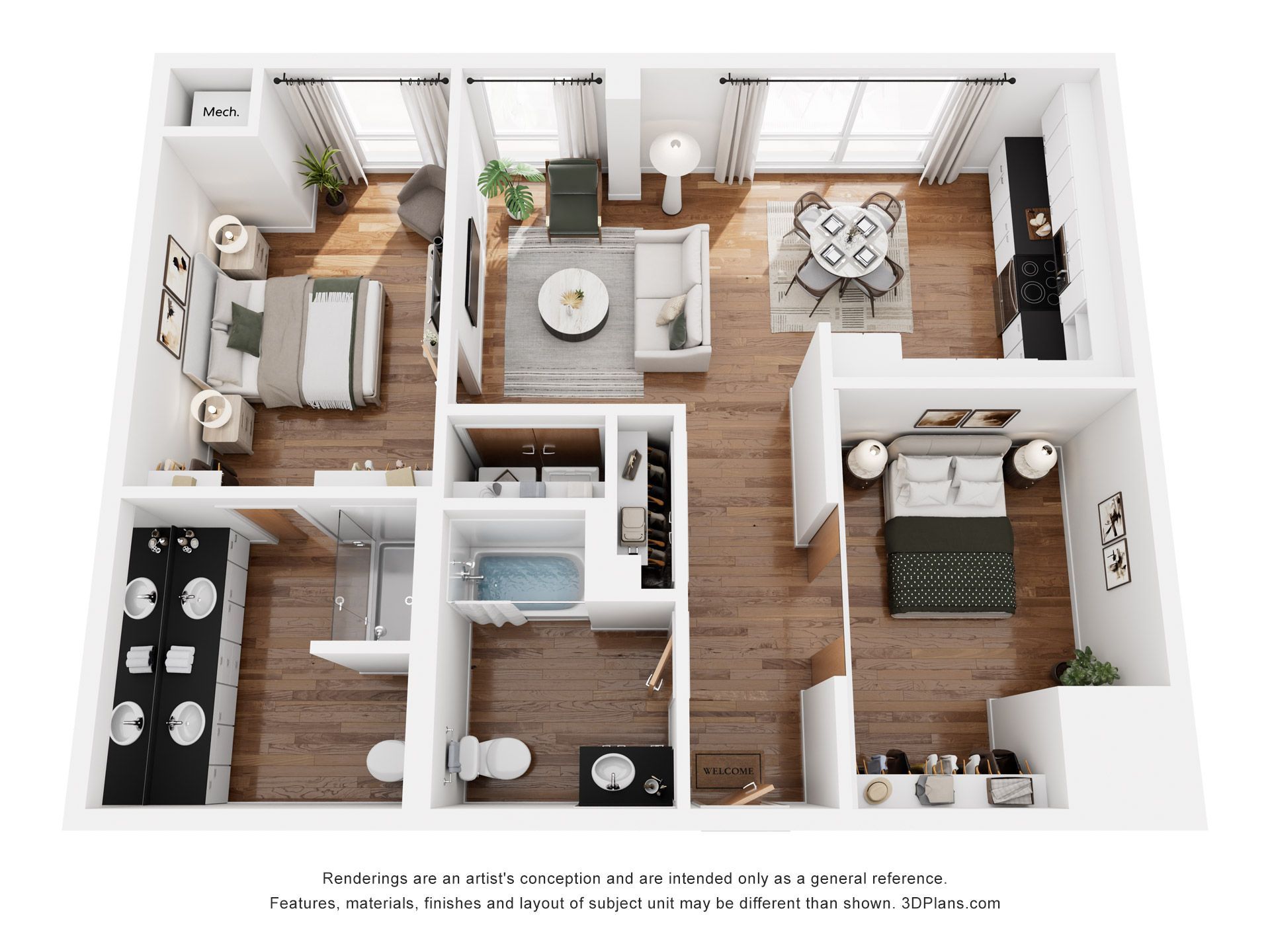 The Matty floor plan, 2 bedroom, 1,063 square feet