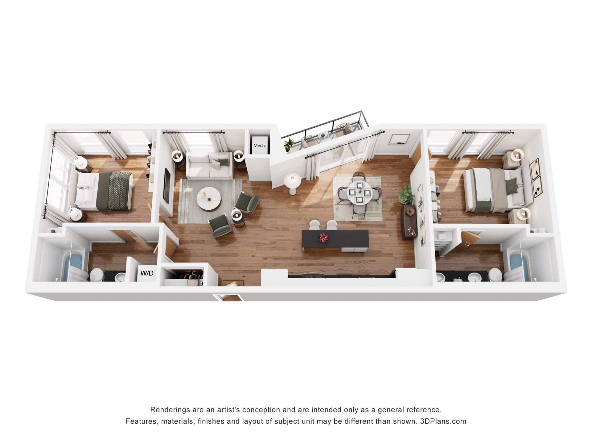 The Hank floor plan, 2 bedroom, 1,171 square feet