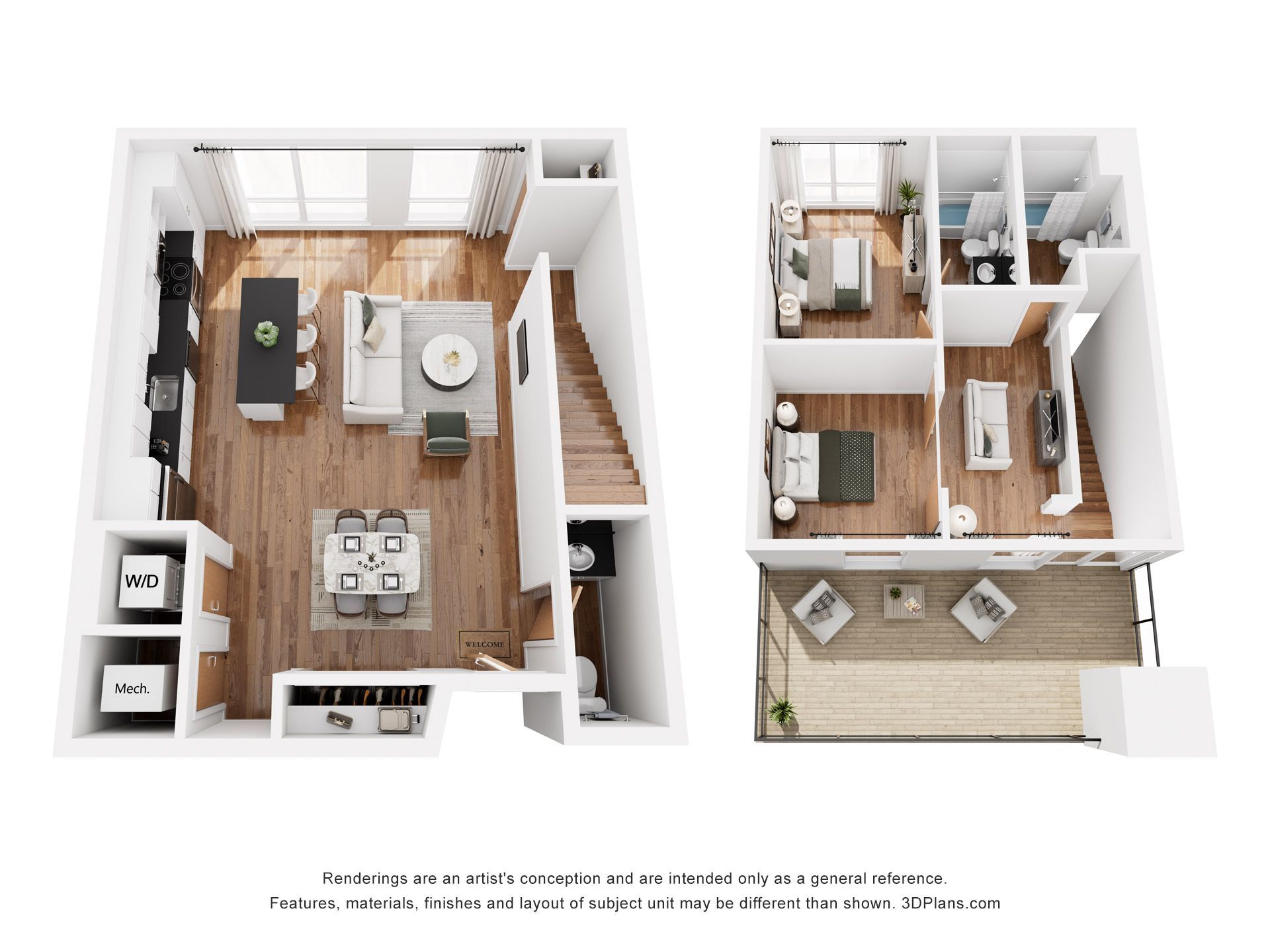The Mays floor plan, 2 bedroom, 1,286 square feet