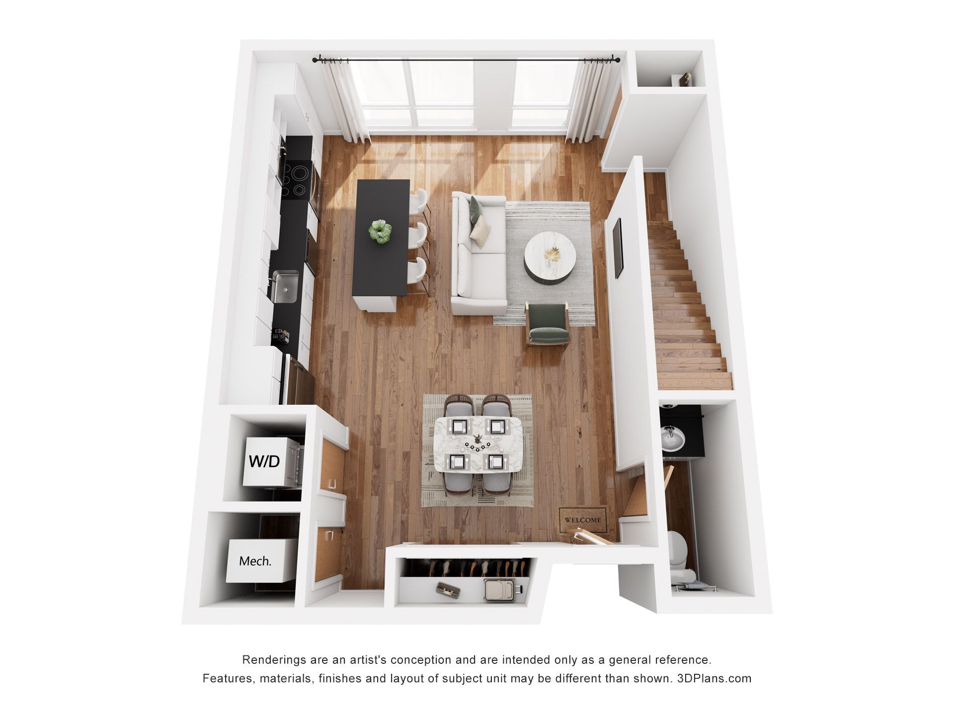 The Carew floor plan, 2 bedroom, 1,414 square feet