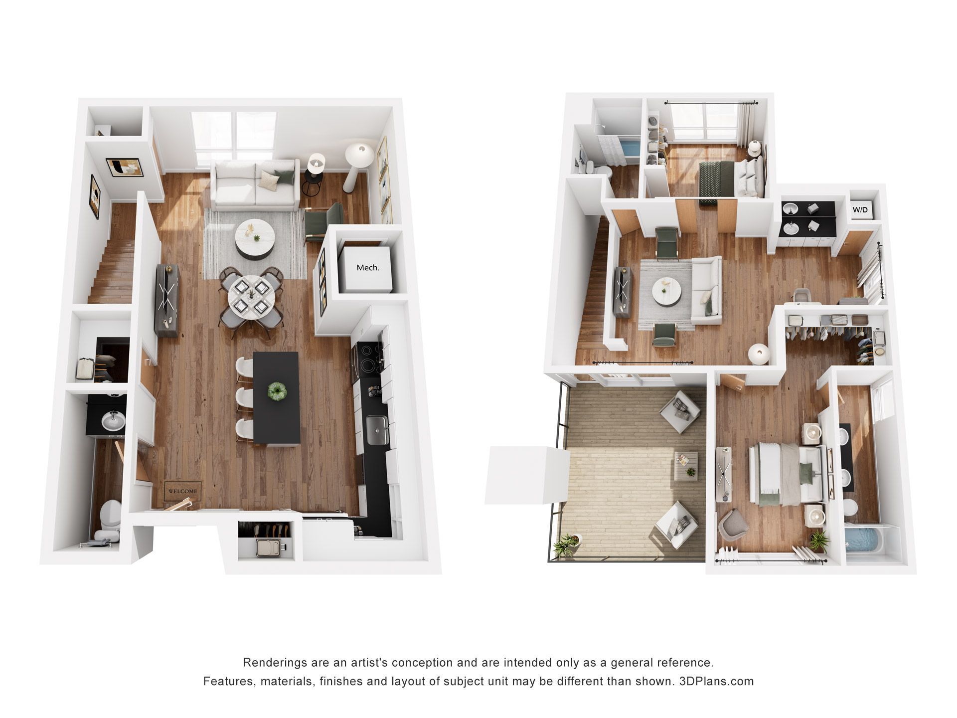 The Carew floor plan, 2 bedroom, 1,414 square feet, second floor