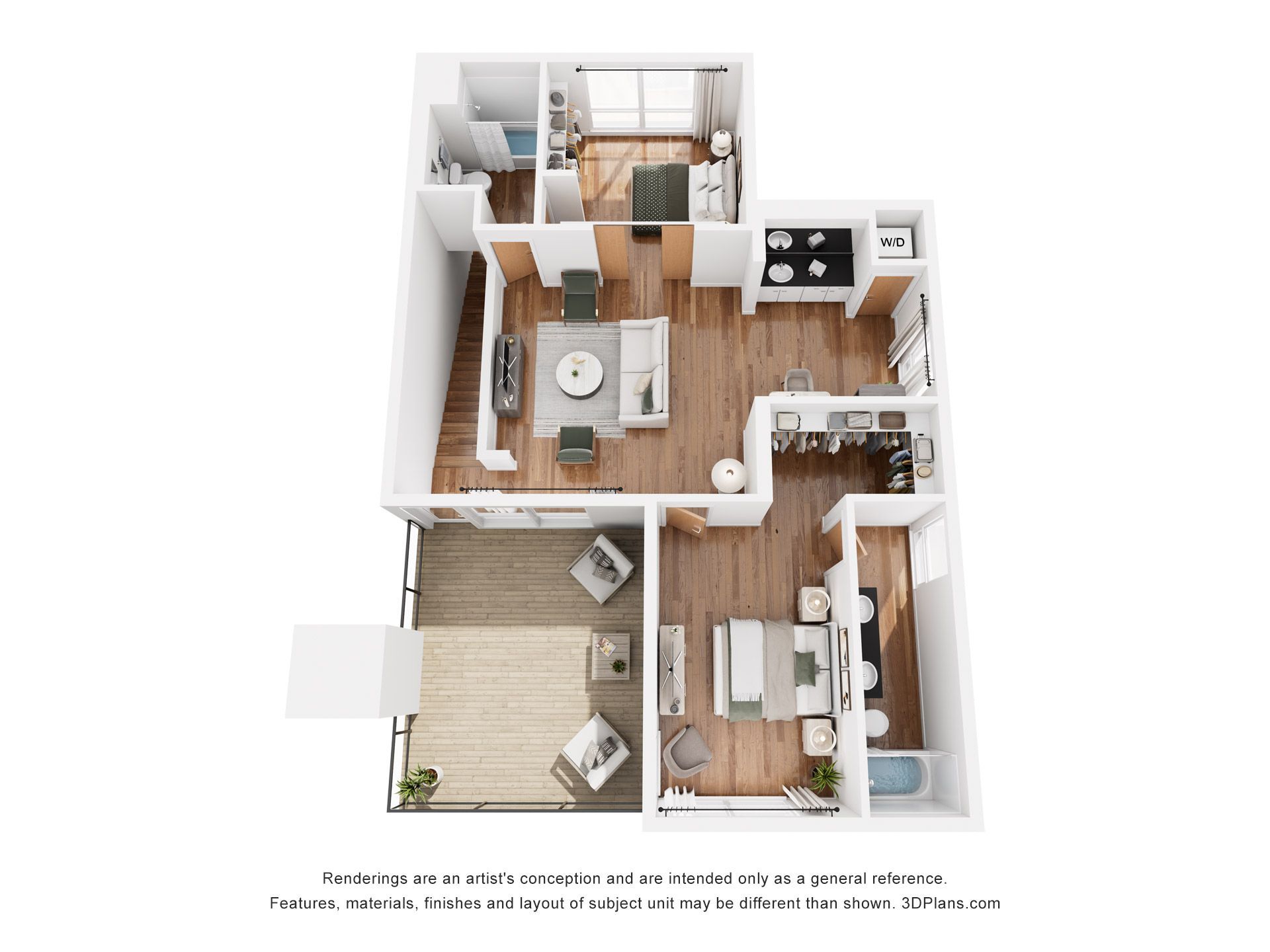 The Bert floor plan, 2 bedroom, 1,692 square feet, first floor