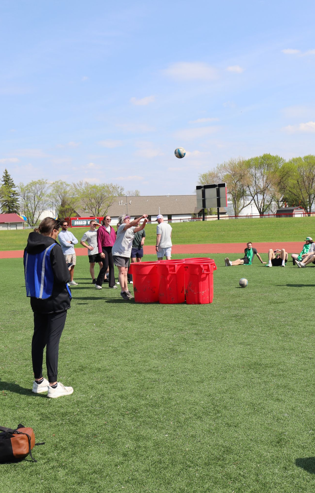 Lisa Kinker lofts one up during Giant Pong