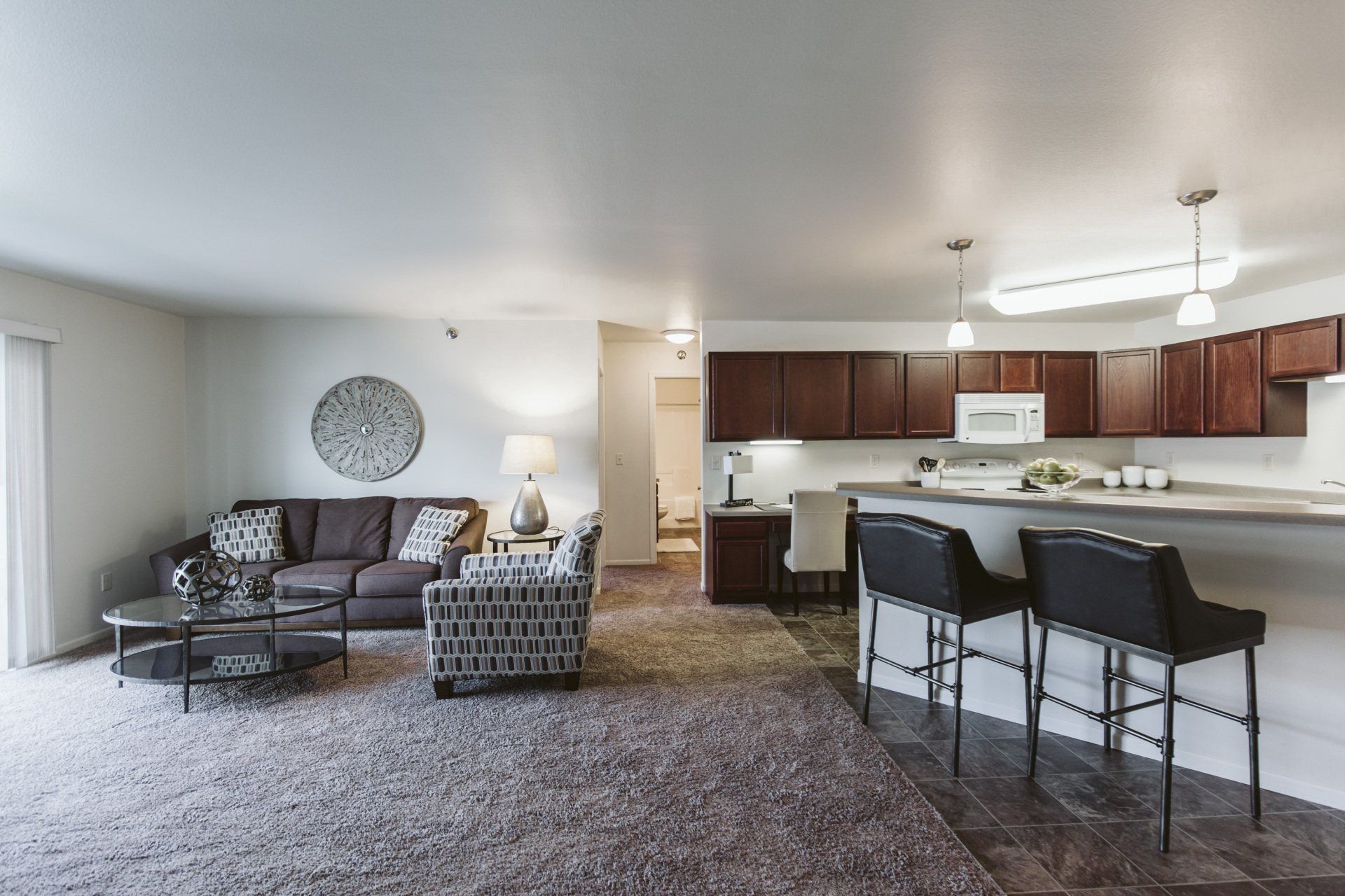 Alternate of hallway from living room leading to bedroom