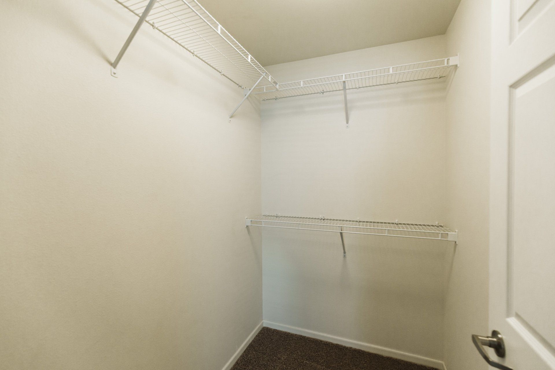 Large walk-in closet with built in shelving