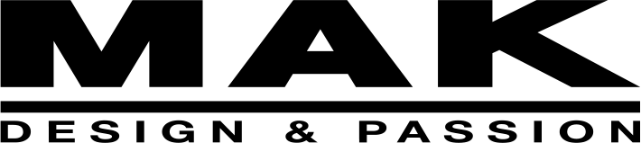 Il logo MAK in testo nero, con la scritta