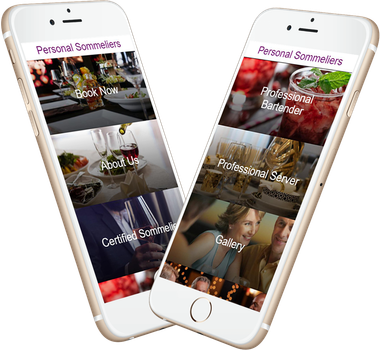Two cell phones are displaying a menu for personal gatherings