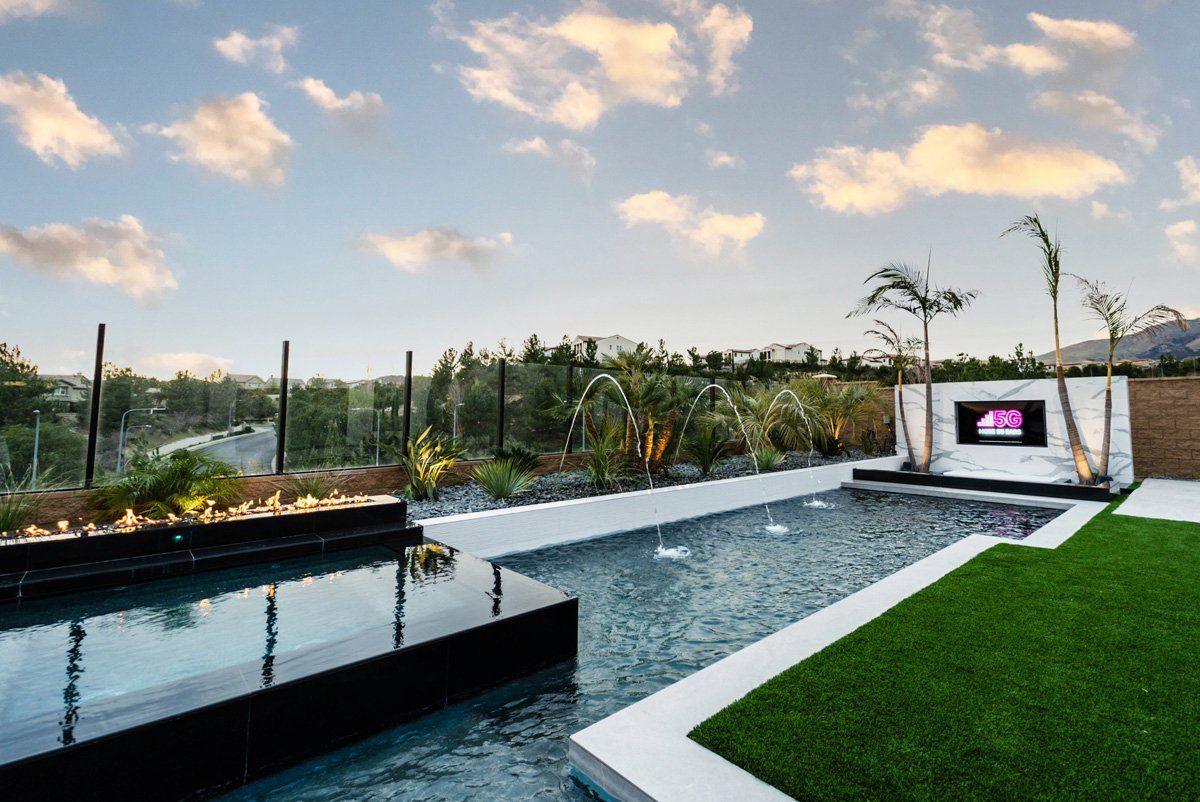 luxury pool and outdoor living space