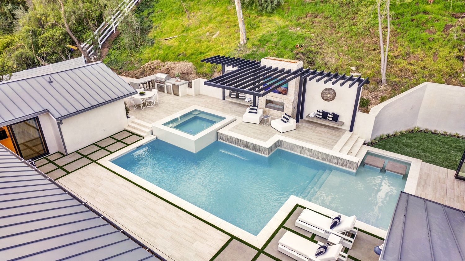 luxury pool and outdoor living space