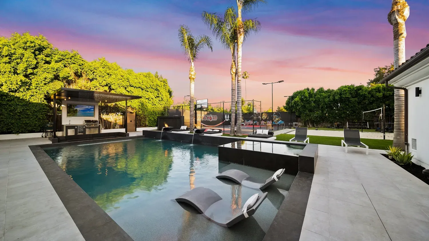 luxury pool and outdoor living space