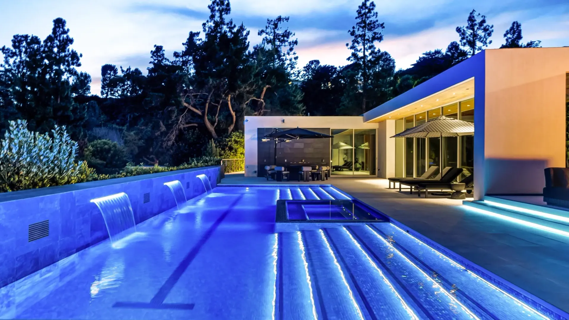luxury pool and outdoor living space