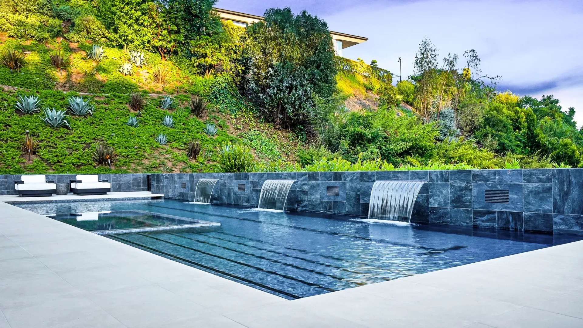 Luxury pool design and construction in Beverly Hills. Design and build by Westmod.