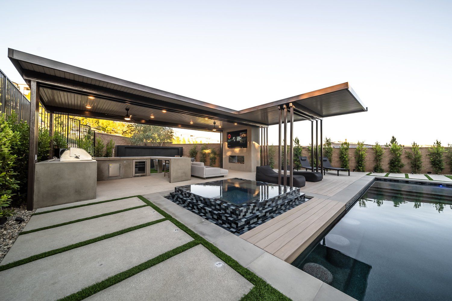 luxury pool and outdoor living space