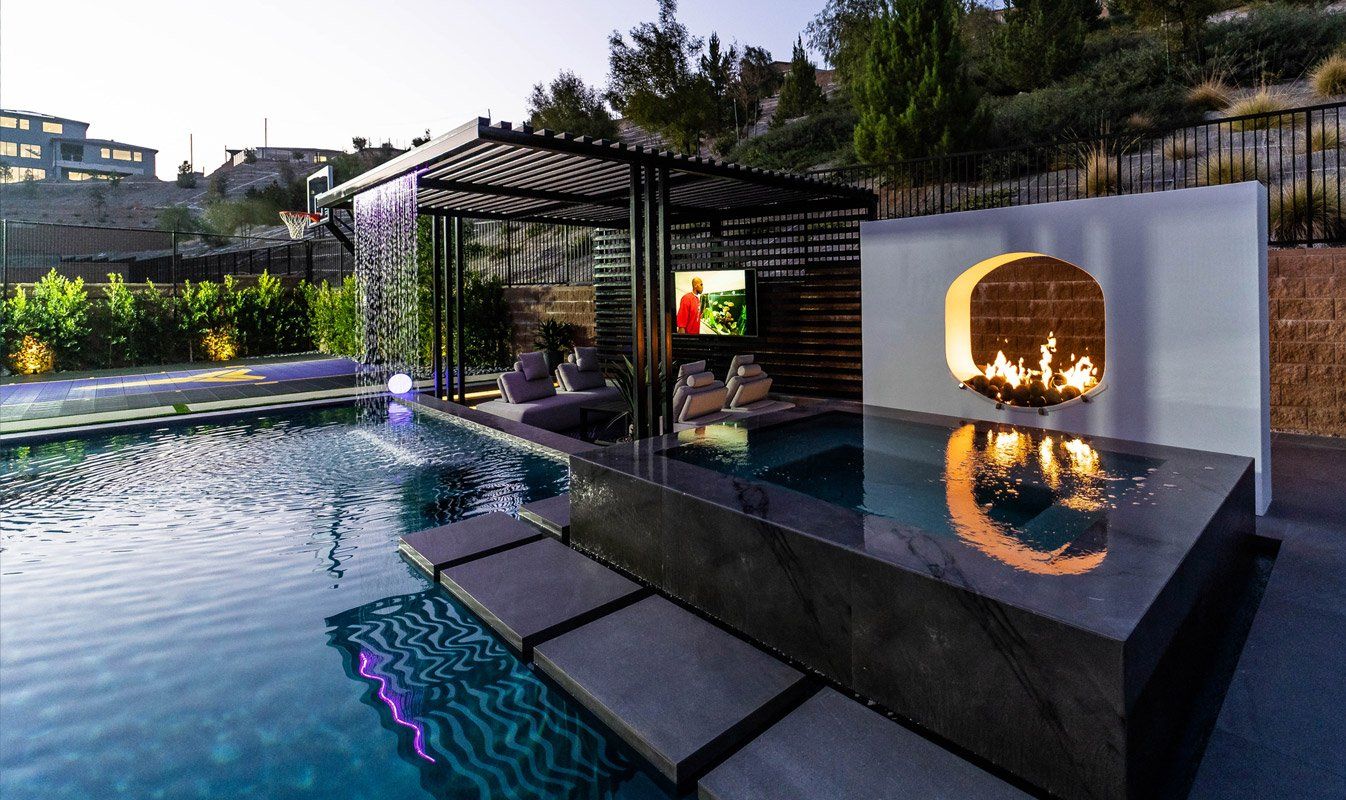 luxury pool and outdoor living space
