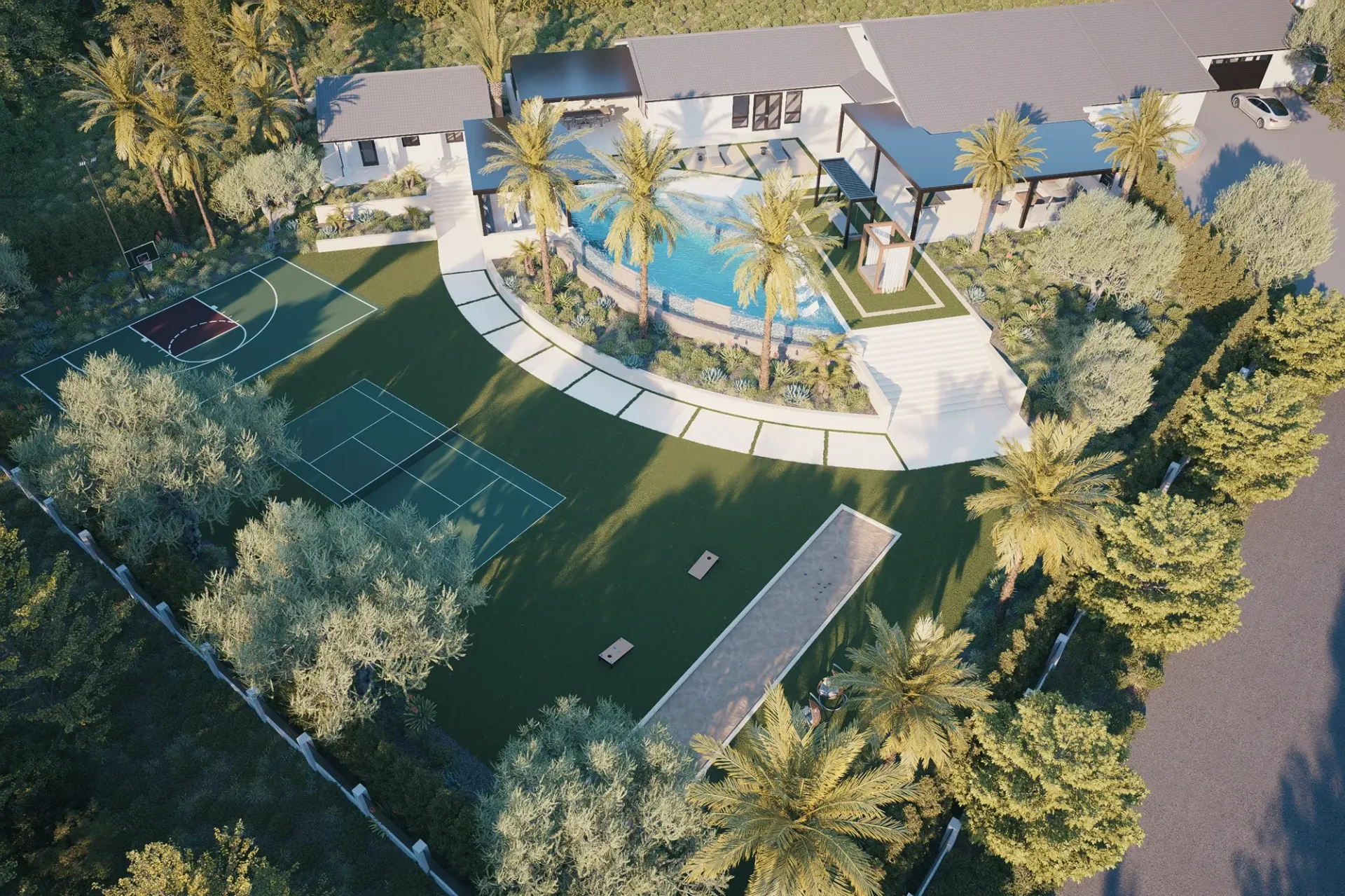 luxury pool and outdoor living space