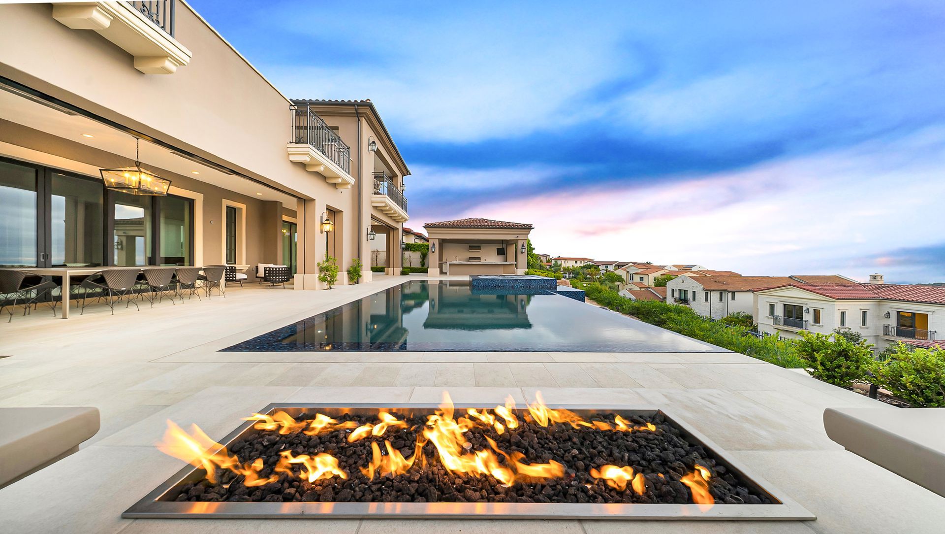 luxury pool and outdoor living space