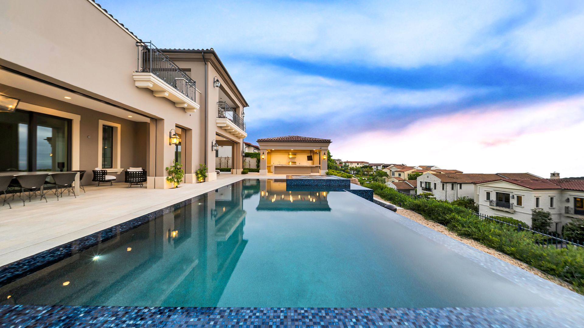 luxury pool and outdoor living space