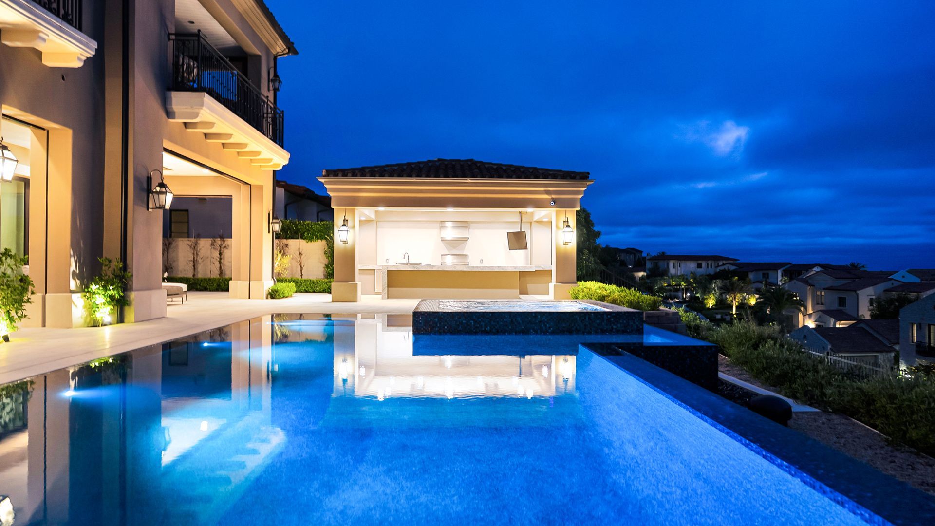 luxury pool and outdoor living space