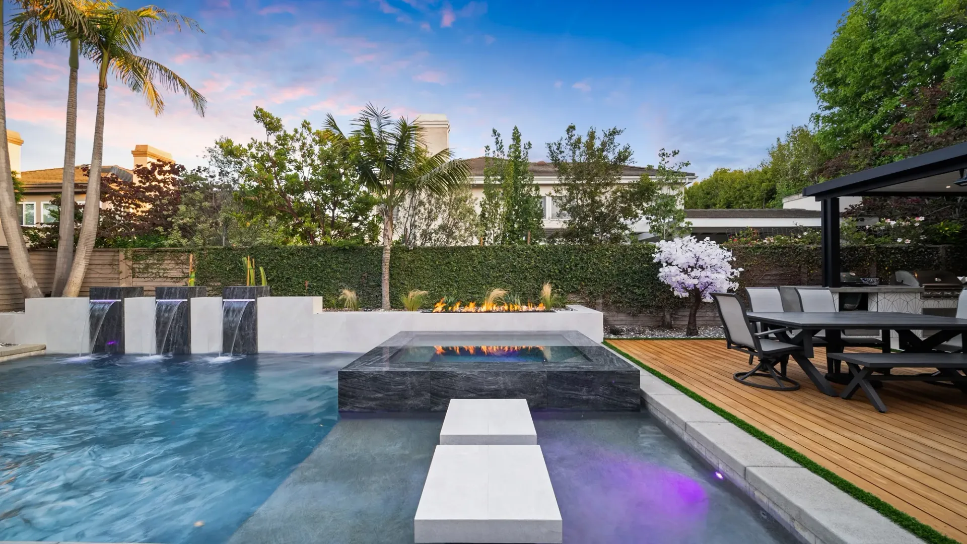 luxury pool and outdoor living space