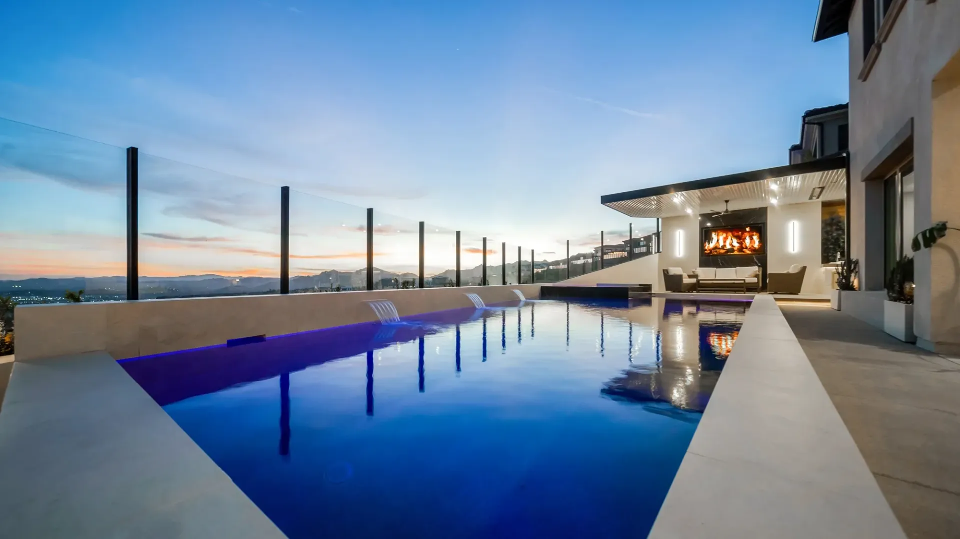 luxury pool and outdoor living space