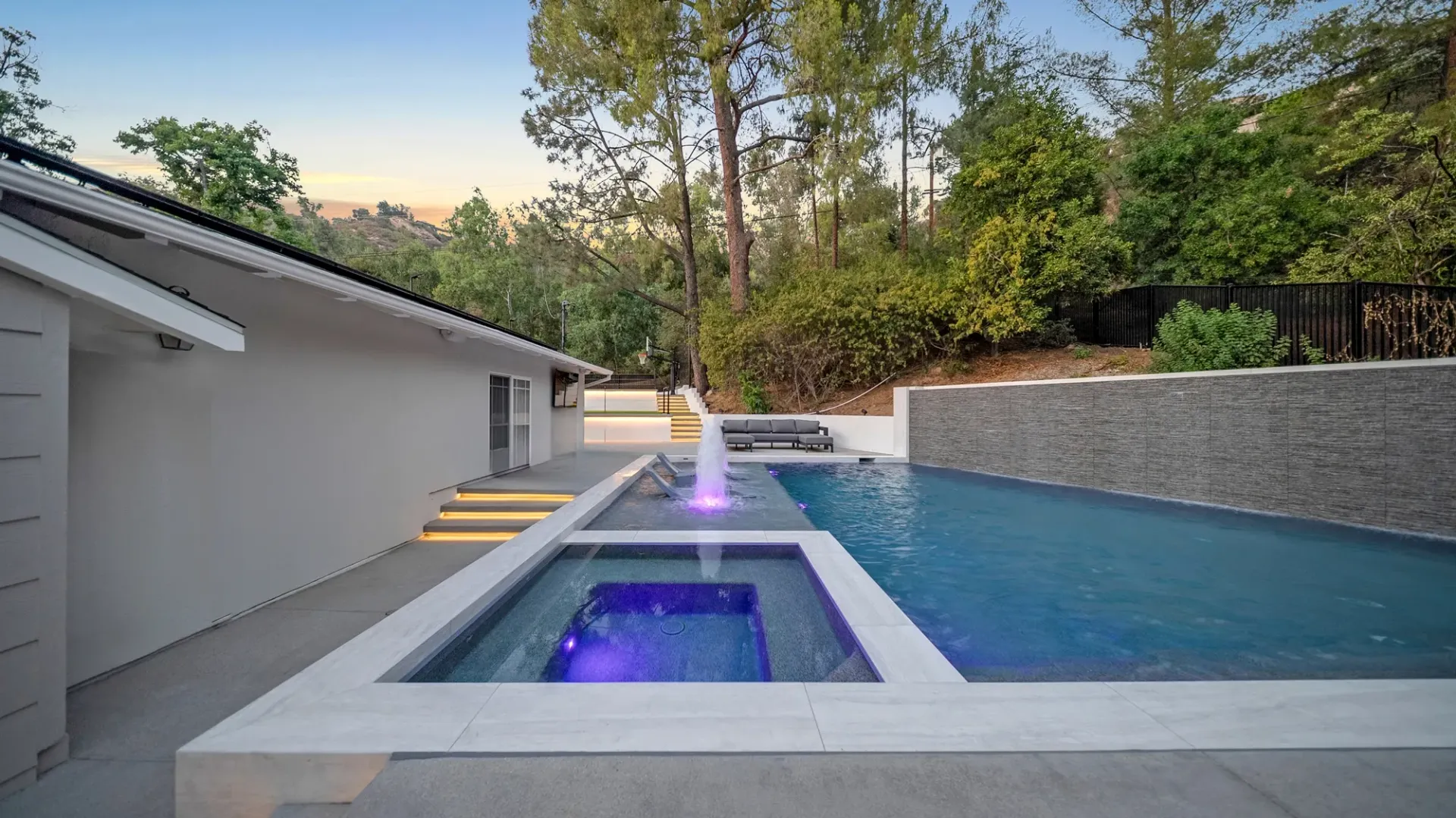 luxury pool and outdoor living space