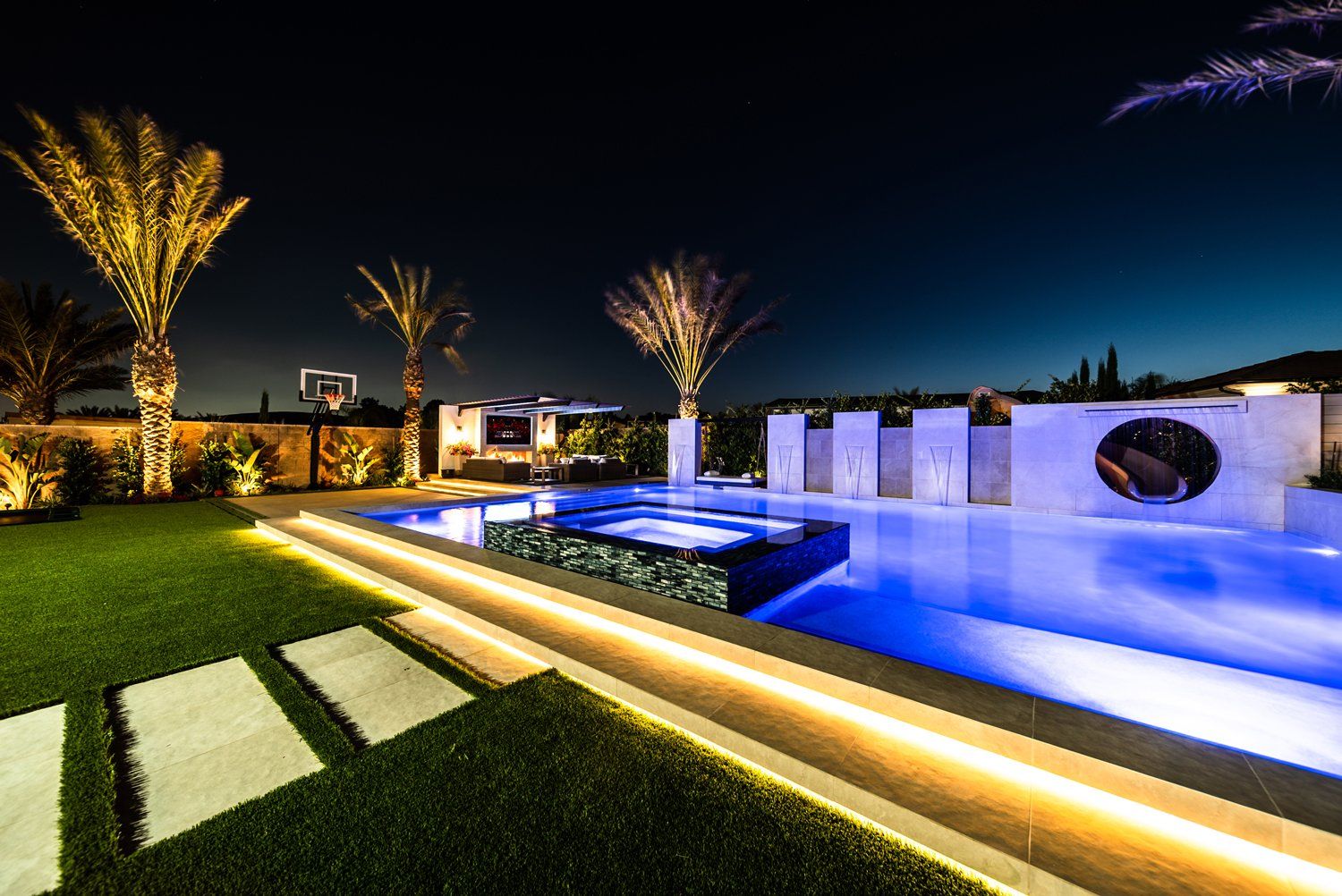 luxury pool and outdoor living space