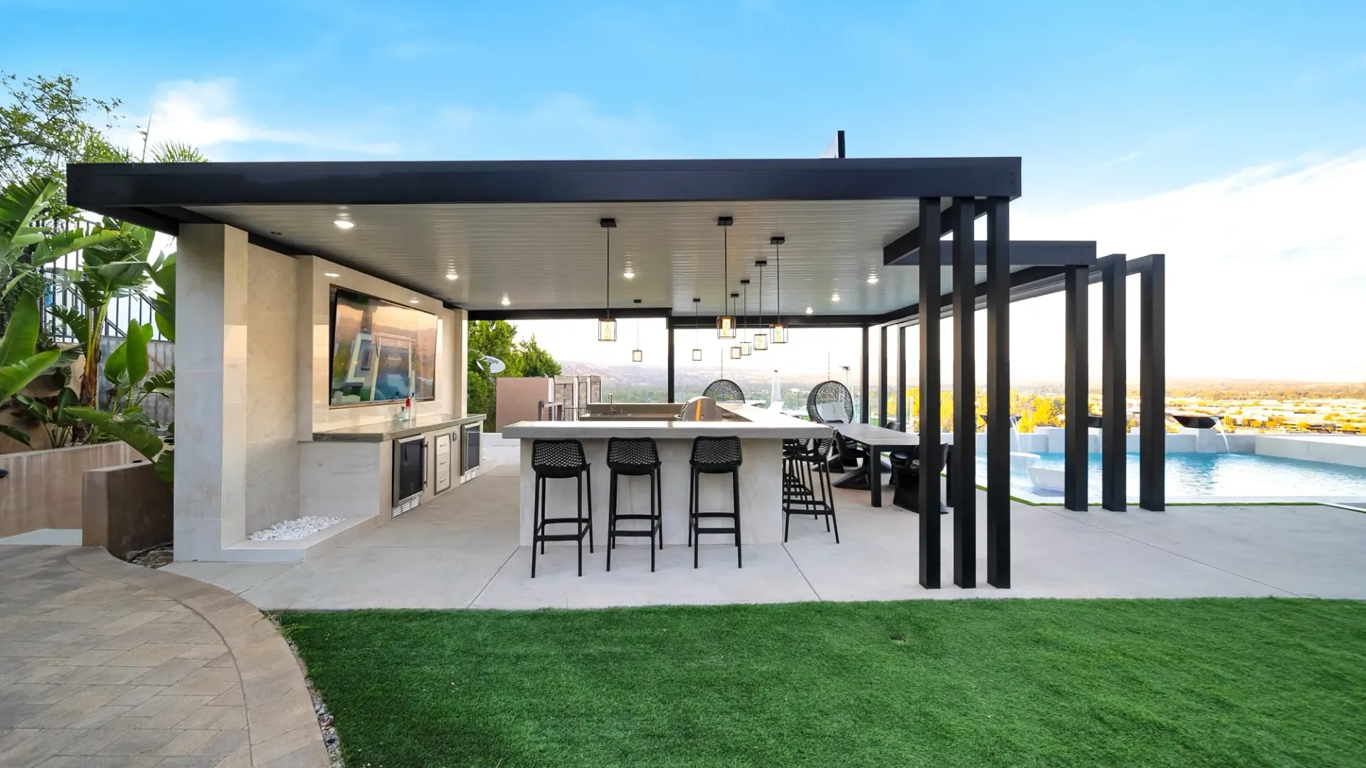 custom luxury pool, outdoor living, and landscaping by Westmod in Los Angeles, CA.