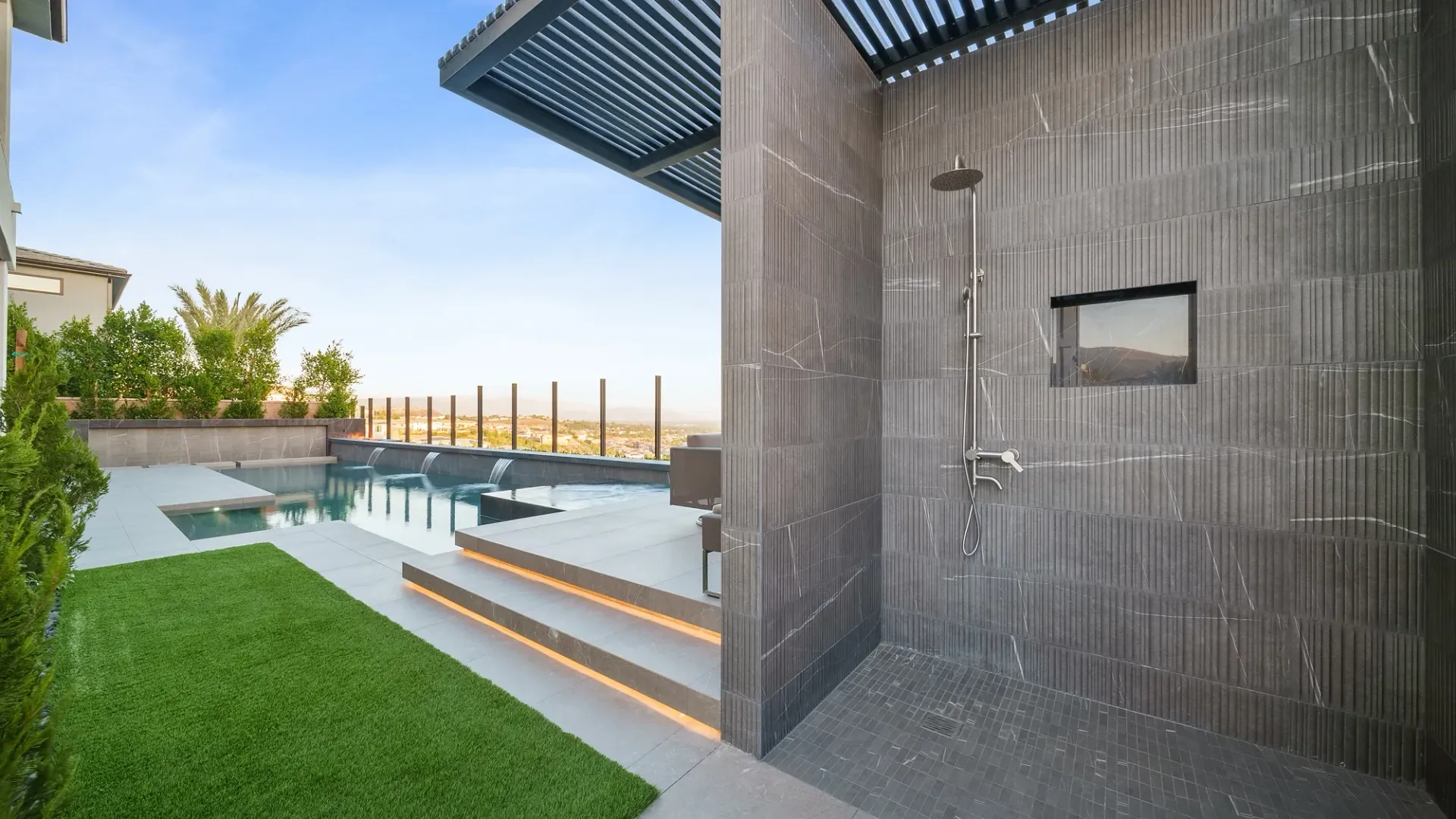 Luxury pool and outdoor living space designed and built by Westmod.