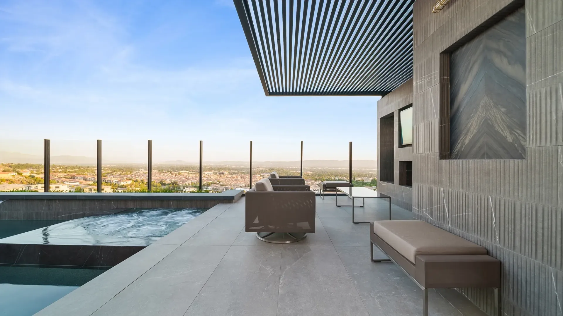 Luxury pool and outdoor living space designed and built by Westmod.