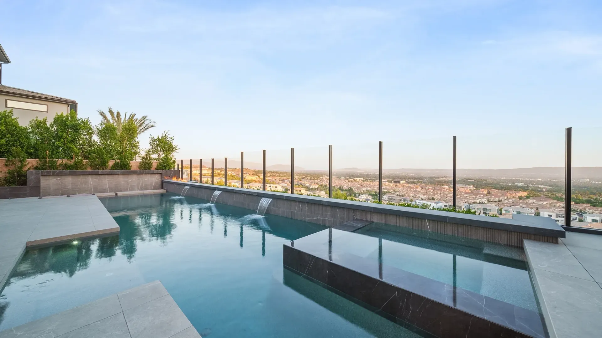 Luxury pool and outdoor living space designed and built by Westmod.