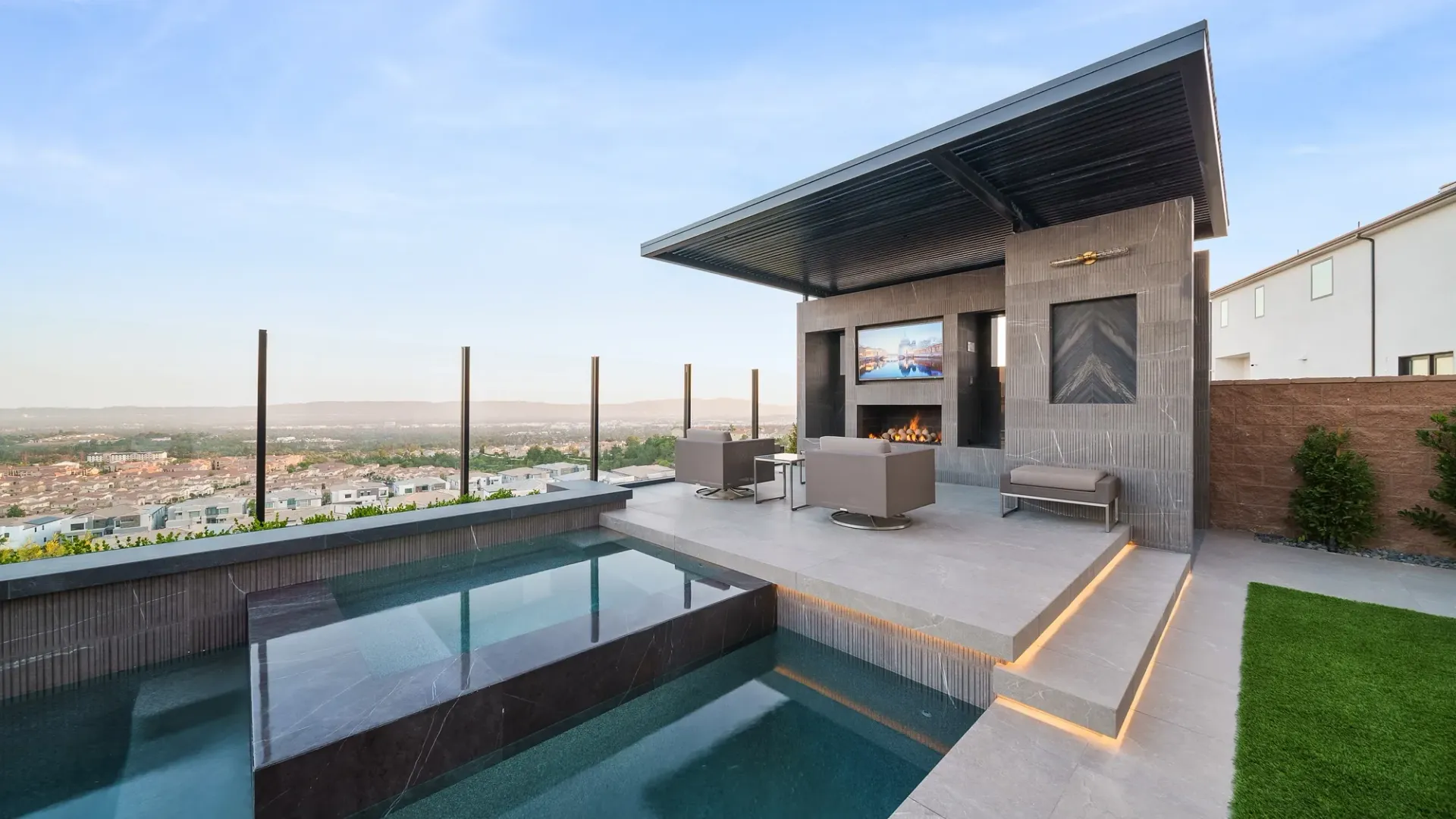 Luxury pool and outdoor living space designed and built by Westmod.