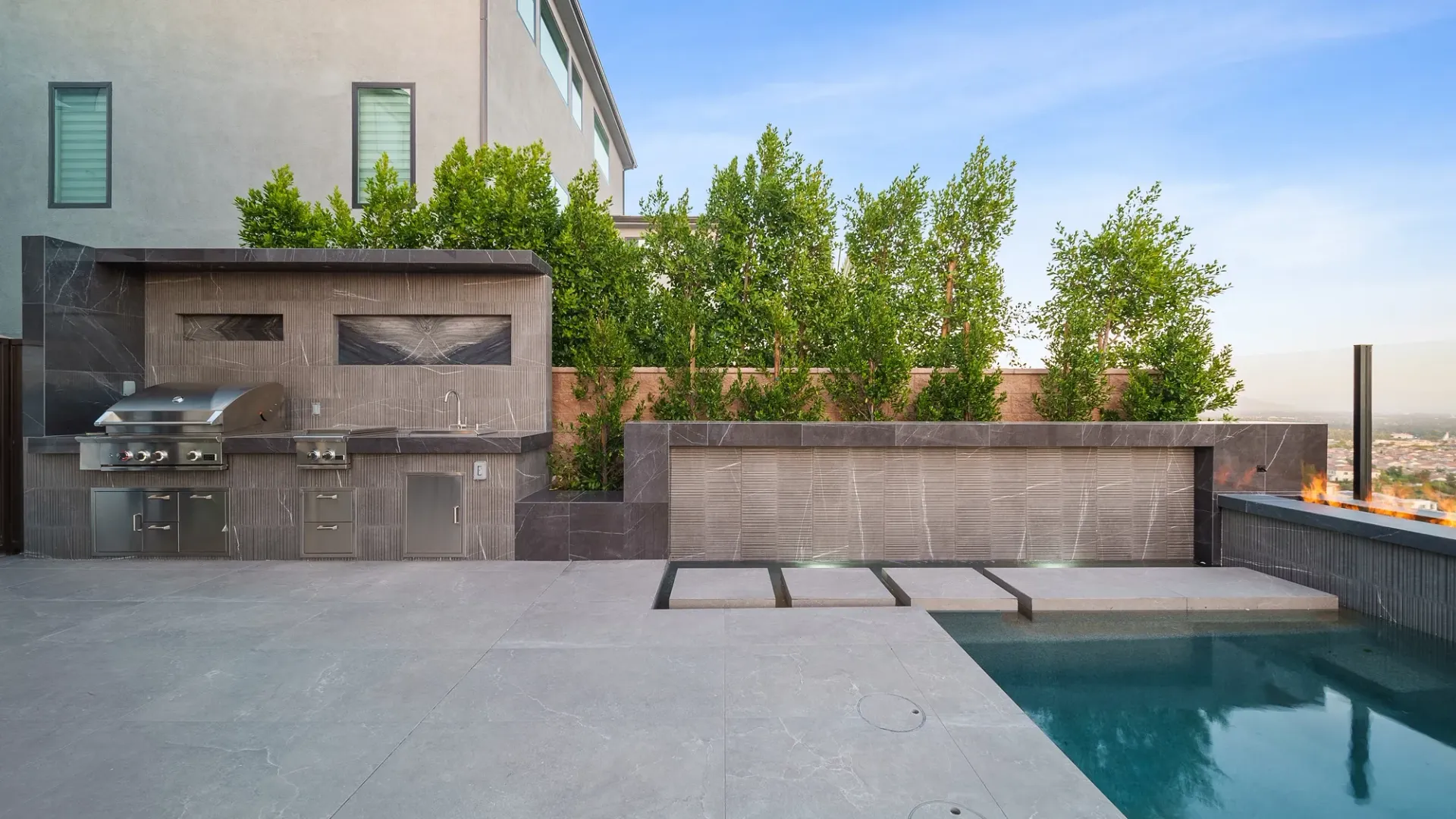 Luxury pool and outdoor living space designed and built by Westmod.