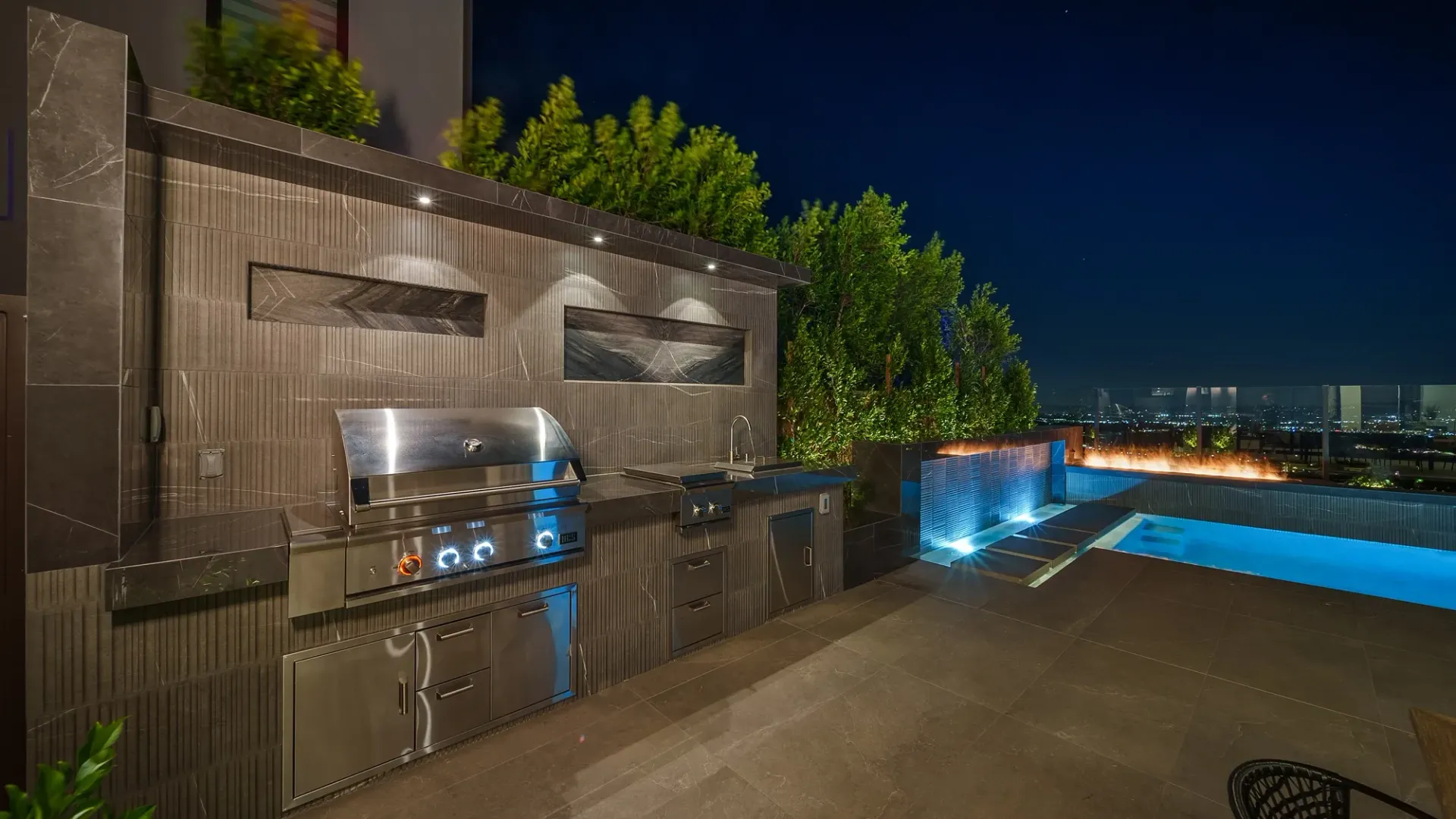 Luxury pool and outdoor living space designed and built by Westmod.