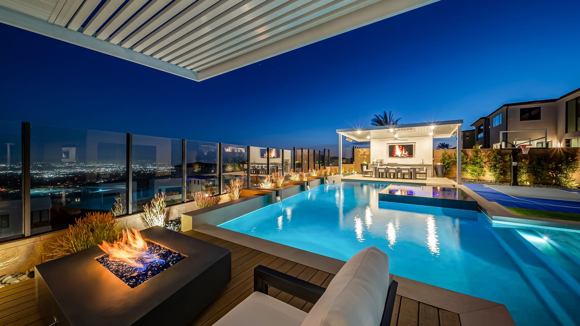 luxury pool and outdoor living space