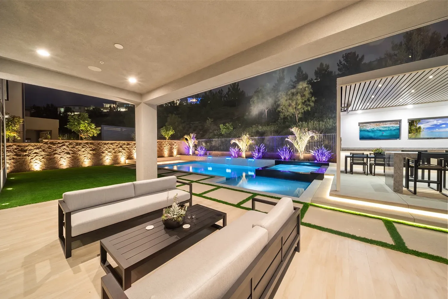 Modern and luxurious custom pool and outdoor living space by Westmod located in Los Angeles, CA.