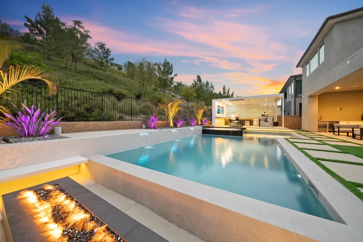 Luxury pool and outdoor living space designed and built by Westmod in Porter Ranch, CA. Luxury pool and outdoor living space designed and built by Westmod in Porter Ranch, CA.