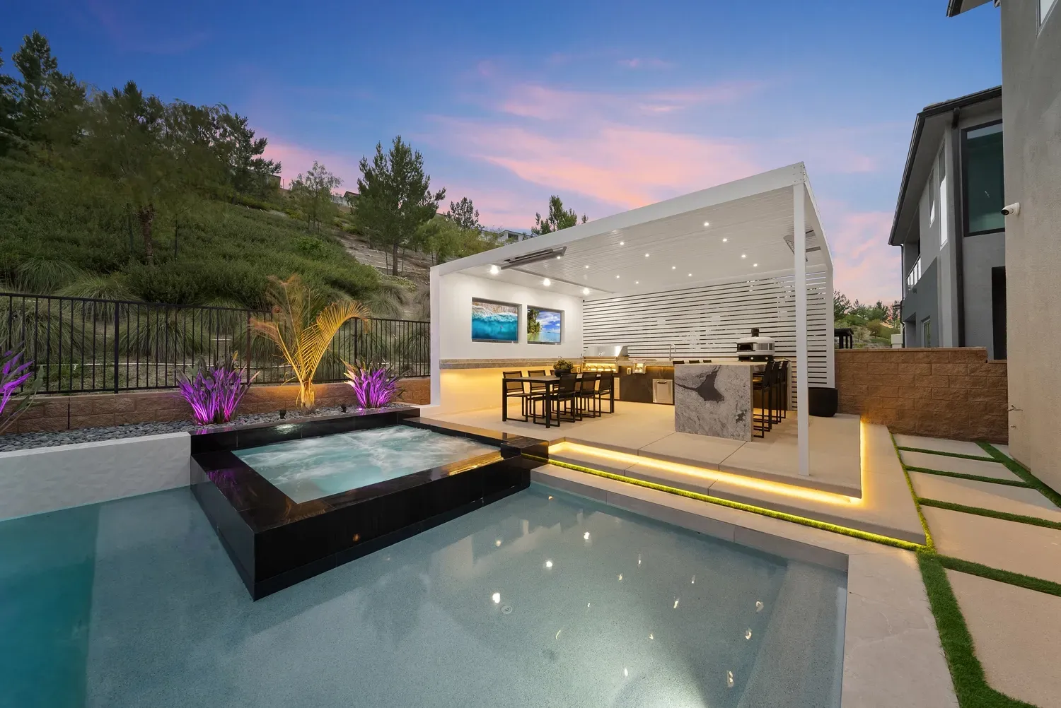 luxury pool and outdoor living space
