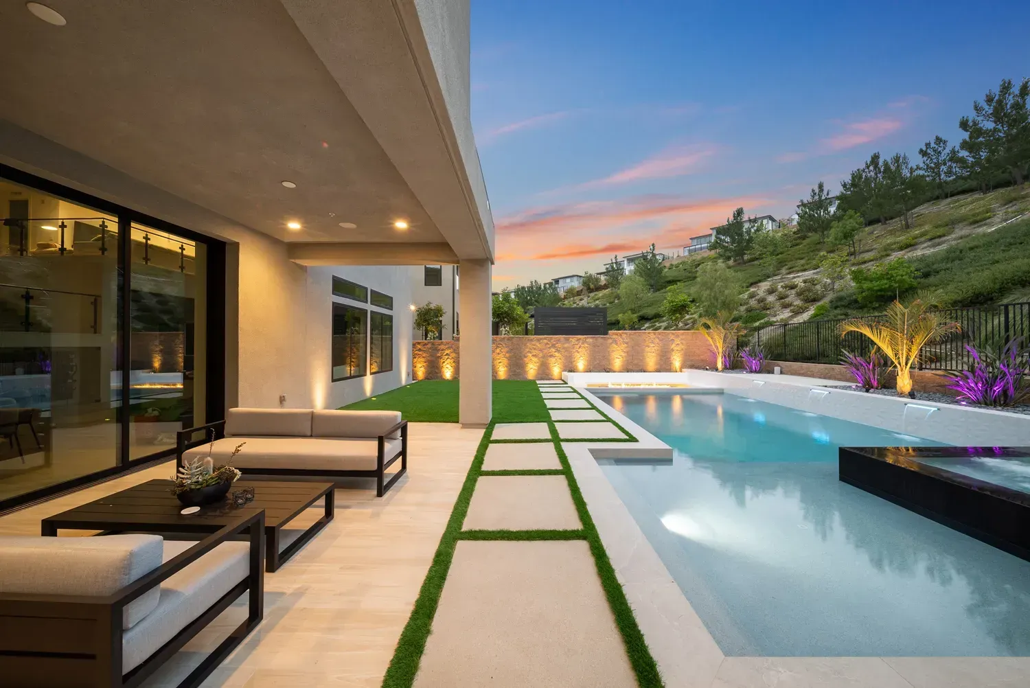 Modern and luxurious custom pool and outdoor living space by Westmod located in Los Angeles, CA.