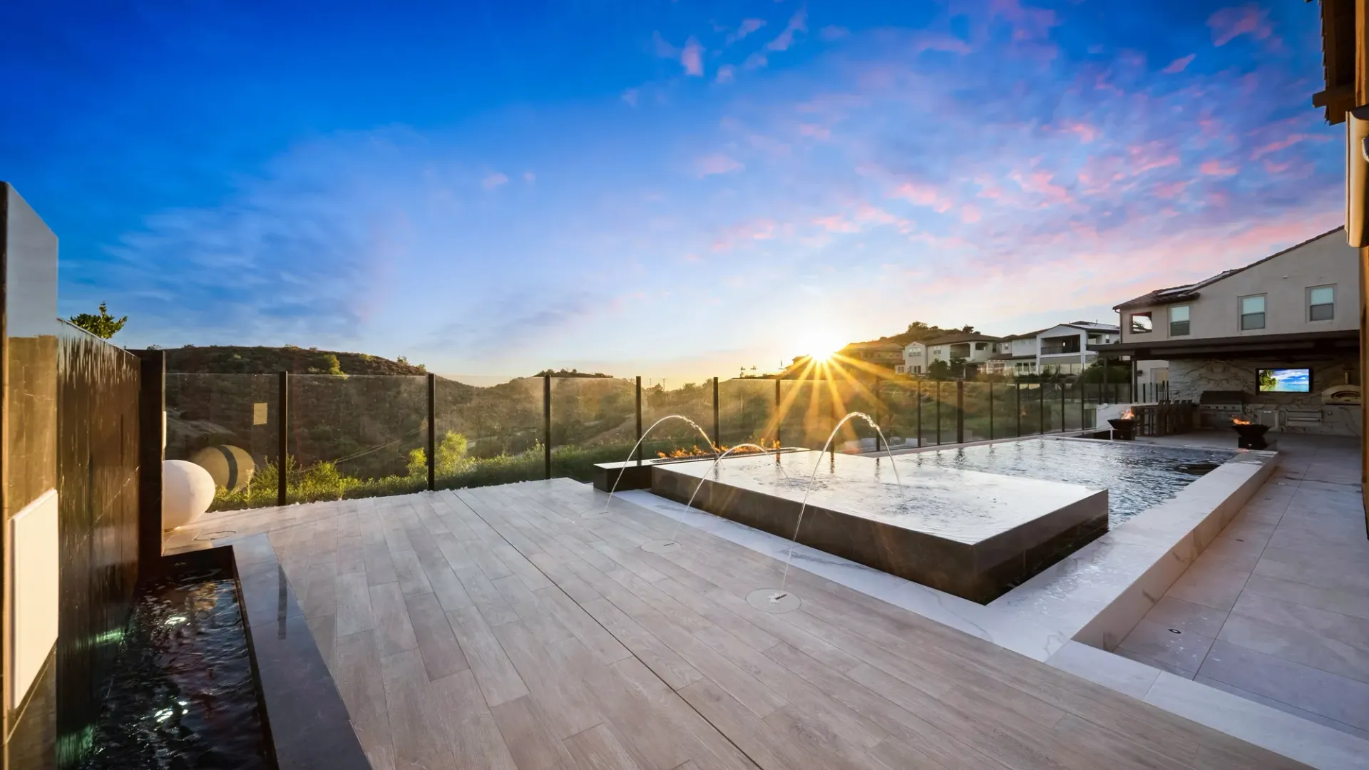 luxury pool and outdoor living space