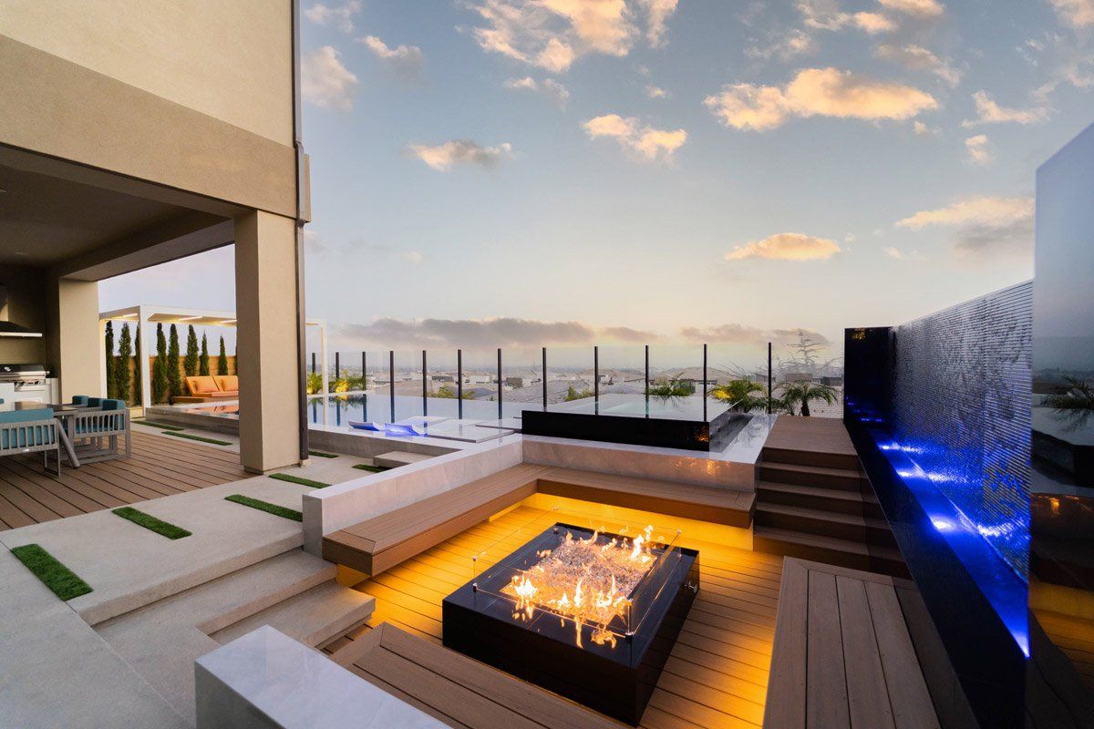 luxury pool and outdoor living space