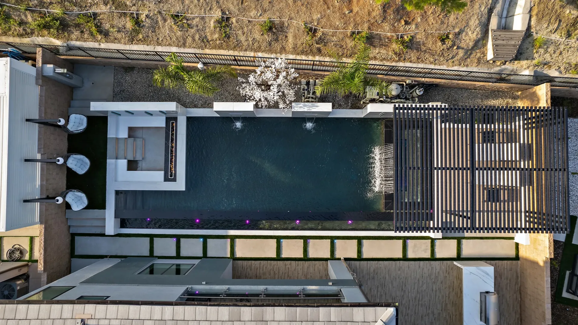 The Proper. A luxury swimming pool and outdoor living project designed and built in Porter Ranch, CA.