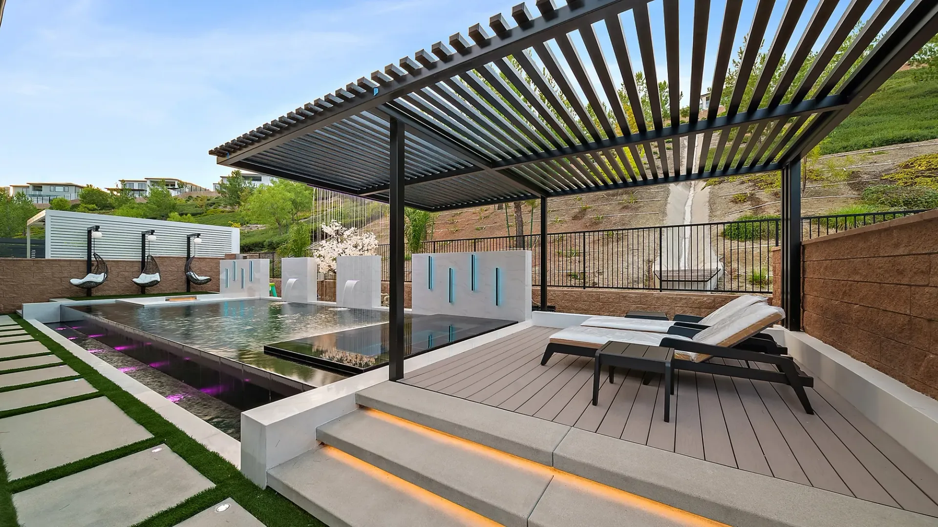The Proper. A luxury swimming pool and outdoor living project designed and built in Porter Ranch, CA.