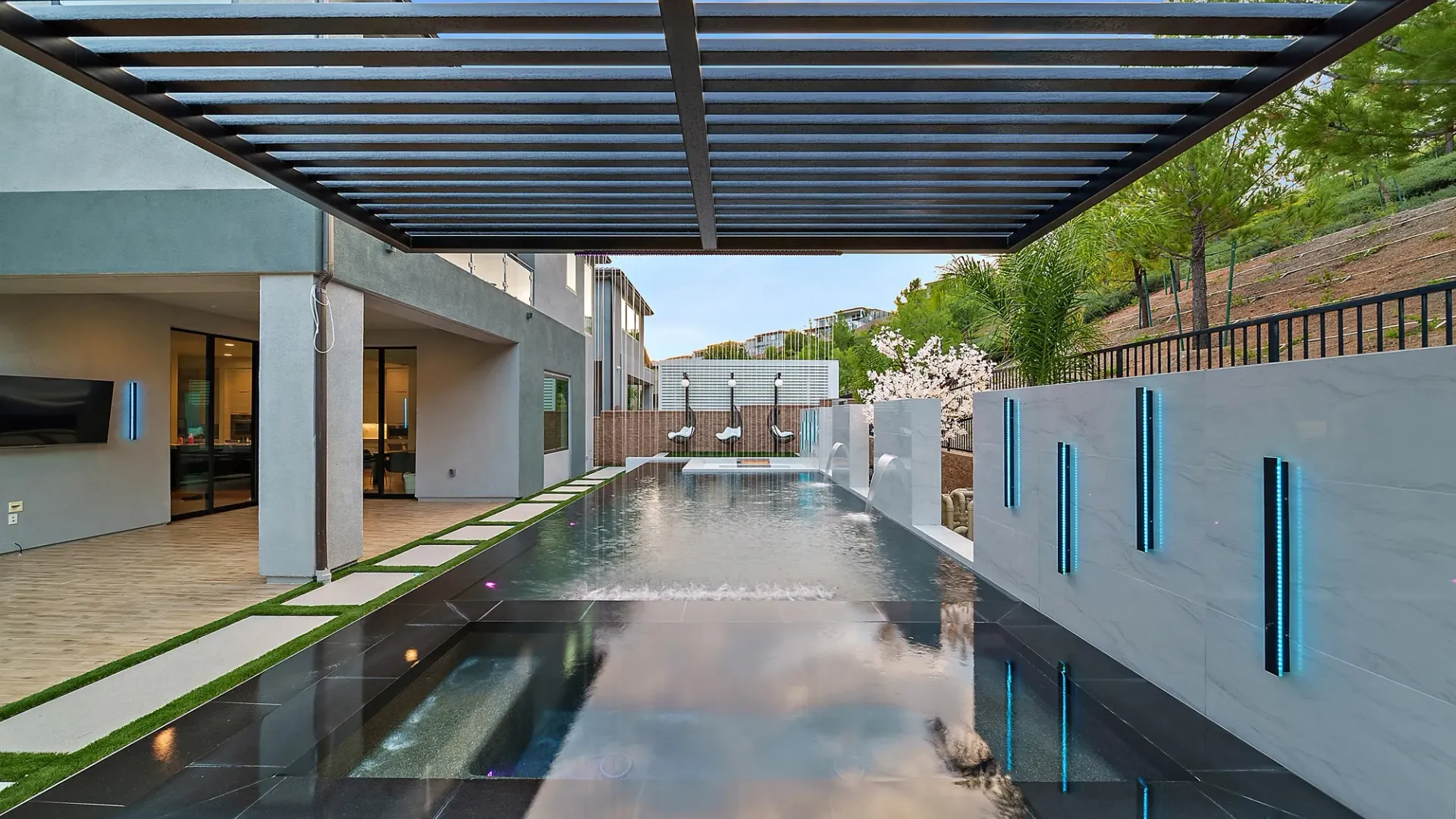 The Proper. A luxury swimming pool and outdoor living project designed and built in Porter Ranch, CA.