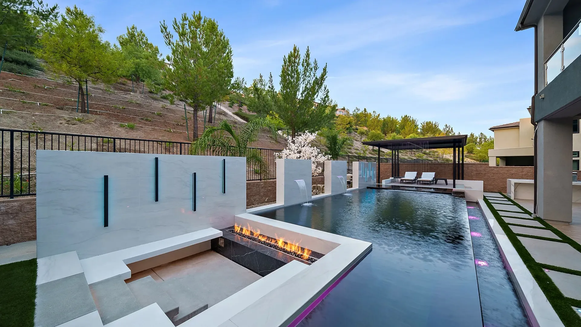 The Proper. A luxury swimming pool and outdoor living project designed and built in Porter Ranch, CA.