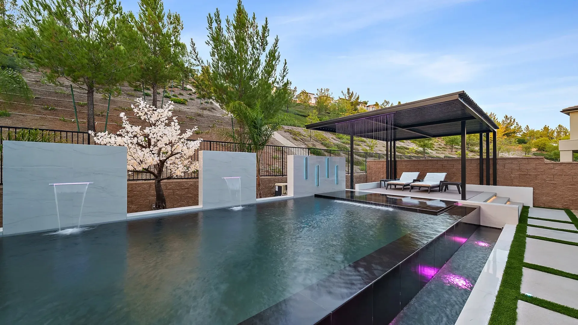 The Proper. A luxury swimming pool and outdoor living project designed and built in Porter Ranch, CA.