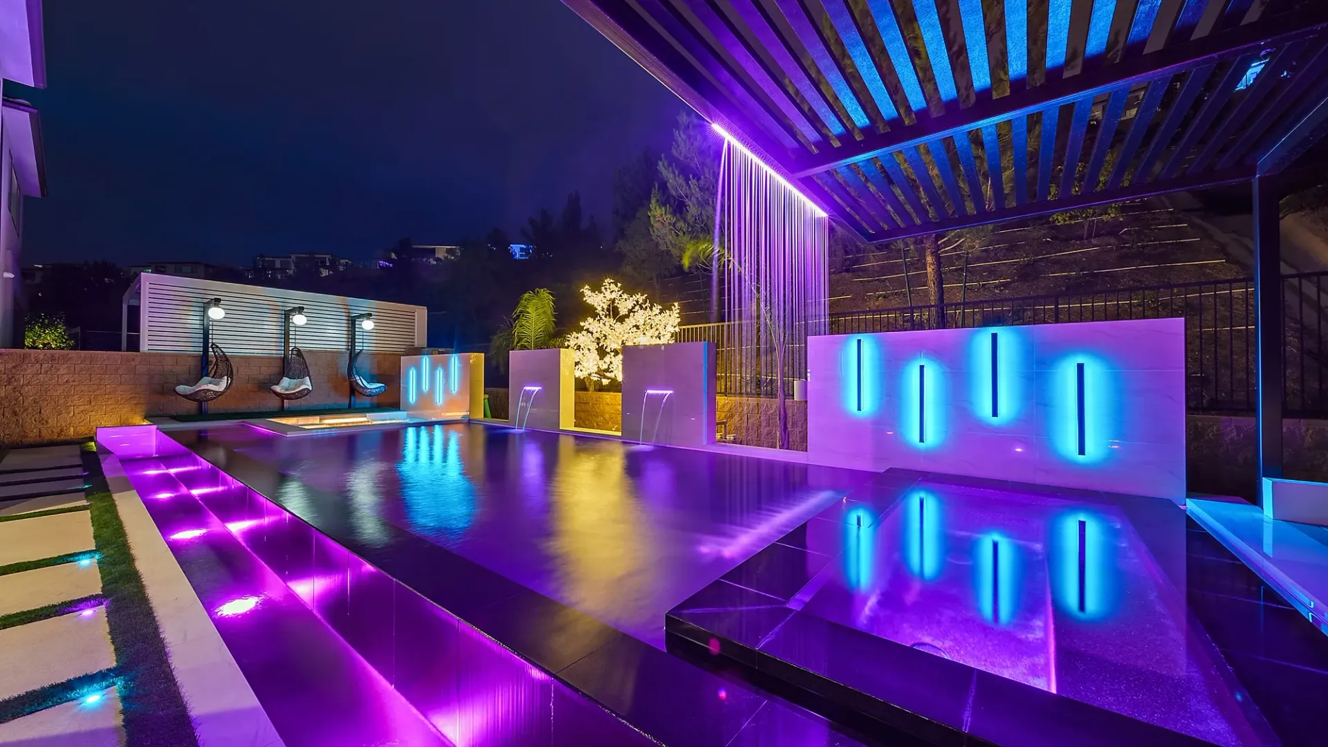 The Proper. A luxury swimming pool and outdoor living project designed and built in Porter Ranch, CA.
